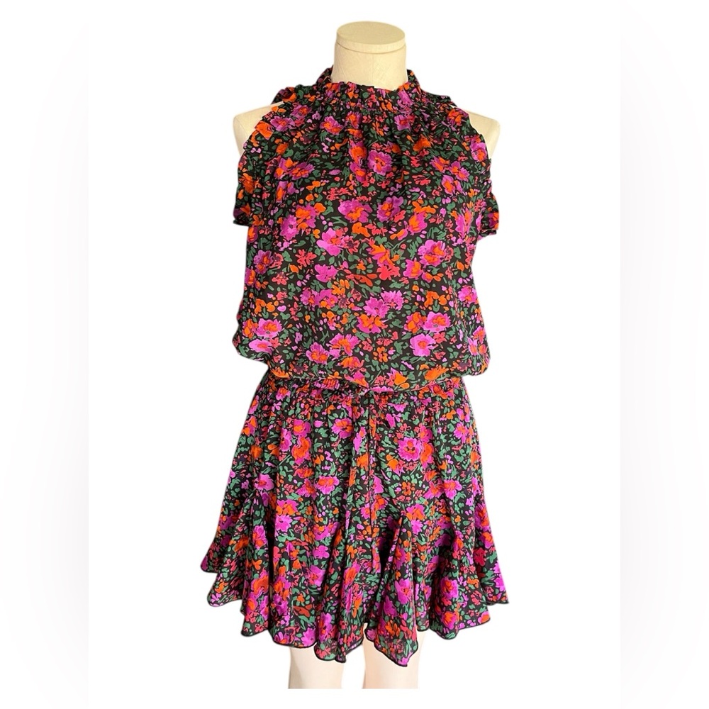Floral Sleeveless Skort Set in Black with Pink & Orange Flowers